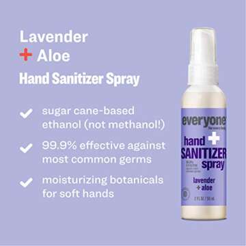 Everyone for Every Body Hand Sanitizer Spray, 2 Ounce, 6 Count Lavender and Aloe 12 Fl Oz