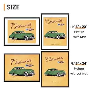 upsimples 18x24 Picture Frame, Display Pictures 16x20 with Mat or 18 x 24 Without, Wall Hanging Poster Frames, Black, 1 Pack