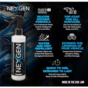 Nexgen Ceramic Spray – Easy Apply, Silicon Dioxide Coating for Cars & More