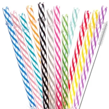 Dakoufish 12 Piece 9 Inch Reusable Plastic Thick Drinking Straws - Fun and Eco-Friendly!