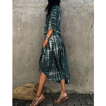 Bsubseach Tie Dye Long Swimsuit Cover Ups for Women Swimwear Open Front Beach Kimono Cardigan Dark Green