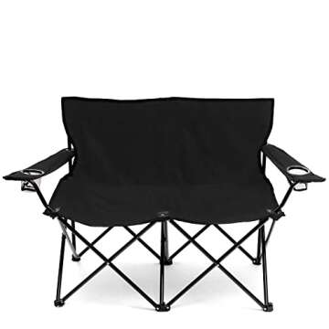 Trademark Innovations Loveseat Style Double Camp Chair, 40" L x 22" W x 31.5" H,Polyester, Black