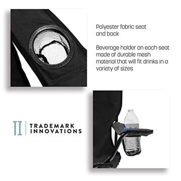 Trademark Innovations Loveseat Style Double Camp Chair, 40" L x 22" W x 31.5" H,Polyester, Black