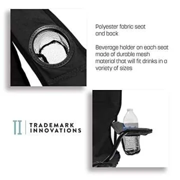 Trademark Innovations Loveseat Style Double Camp Chair, 40" L x 22" W x 31.5" H,Polyester, Black