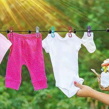 2 Pack Retractable Travel Clotheslines with 12 Clothespins