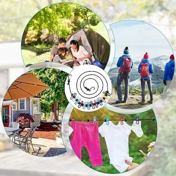 2 Pack Retractable Travel Clotheslines with 12 Clothespins