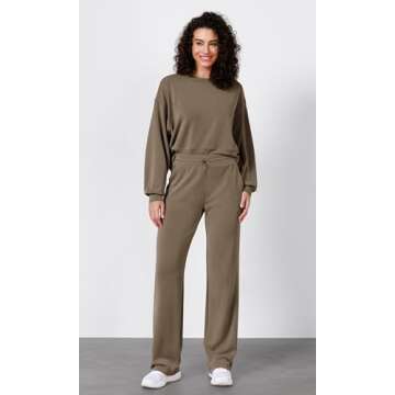 ODODOS Women's Modal Soft Wide Leg Pants with Pockets - Adjustable High Waist Casual Lounge Pants, 2...