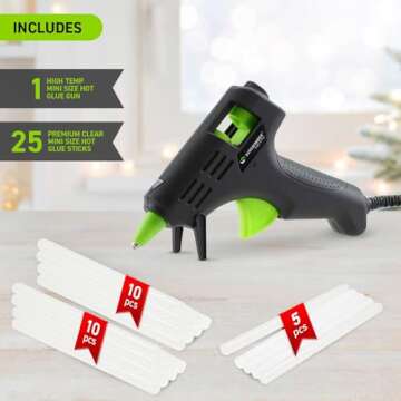 Hot Glue Gun, Surebonder Mini Size 10W High Temperature Glue Gun Kit with 25 Glue Sticks
