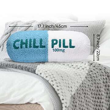 HZ MY Chill Pill Pillow - Chill Pillow for Aesthetic Room Decor, Double-Sided Wool Pill Pillows for Gifts, Comes with Zipper for Easy Cleaning.