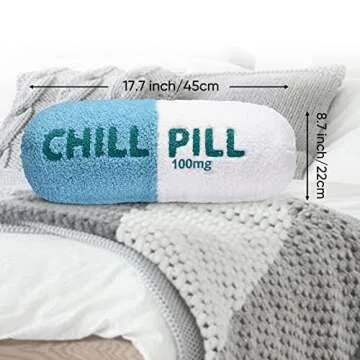 HZ MY Chill Pill Pillow - Chill Pillow for Aesthetic Room Decor, Double-Sided Wool Pill Pillows for Gifts, Comes with Zipper for Easy Cleaning.