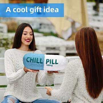 HZ MY Chill Pill Pillow - Chill Pillow for Aesthetic Room Decor, Double-Sided Wool Pill Pillows for Gifts, Comes with Zipper for Easy Cleaning.