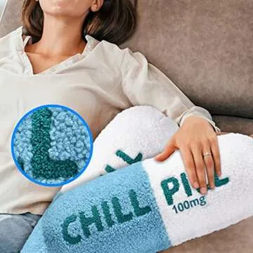 HZ MY Chill Pill Pillow - Chill Pillow for Aesthetic Room Decor, Double-Sided Wool Pill Pillows for Gifts, Comes with Zipper for Easy Cleaning.