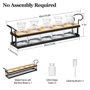 THYGIFTREE Plant Propagation Stations with Metal Stand, Tabletop Plant Terrarium for Propagating Hydroponic, Retro Glass Planter Flower Vase Home Kitchen Office Decor, Plant Lover Gifts, 5 Jars