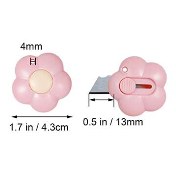 Fengek 3 Pcs Mini Retractable Utility Knife Flower Pocket Box Cutters Plastic Letter Opener Slide Op...