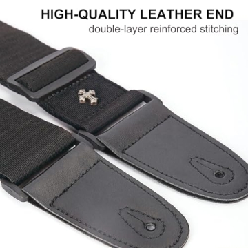 MAXSEEN Guitar Strap with Adjustable Leather Ends for Musicians