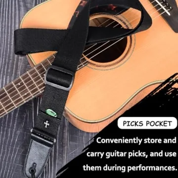 MAXSEEN Guitar Strap with Adjustable Leather Ends for Musicians