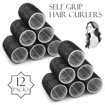 Hair Curlers Rollers, 12Pcs Hair Rollers Hair Curlers Self Grip Holding Rollers with 12 Pcs Hair Cli...