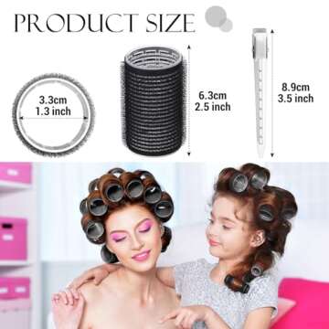 Hair Curlers Rollers, 12Pcs Hair Rollers Hair Curlers Self Grip Holding Rollers with 12 Pcs Hair Clips for Long Medium Short Thick Fine Thin Hair Bangs Volume