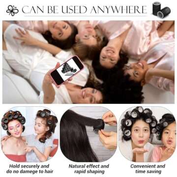 Hair Curlers Rollers, 12Pcs Hair Rollers Hair Curlers Self Grip Holding Rollers with 12 Pcs Hair Clips for Long Medium Short Thick Fine Thin Hair Bangs Volume