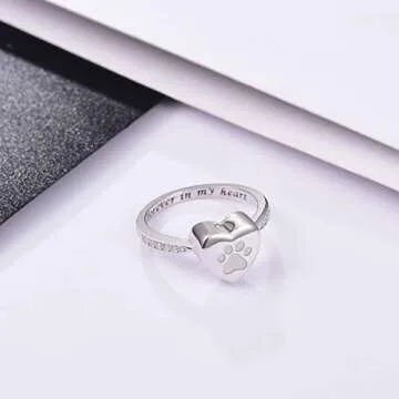 Heartfelt 925 Sterling Silver Pet Ashes Memorial Ring