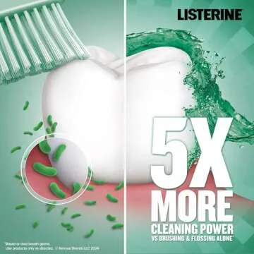 Listerine Freshburst Antiseptic Mouthwash for Bad Breath, Kills 99% of Germs That Cause Bad Breath & Fight Plaque & Gingivitis, ADA Accepted Mouthwash, Spearmint, 500 mL