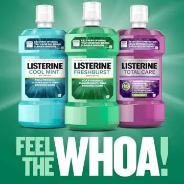 Listerine Freshburst Antiseptic Mouthwash for Bad Breath, Kills 99% of Germs That Cause Bad Breath & Fight Plaque & Gingivitis, ADA Accepted Mouthwash, Spearmint, 500 mL