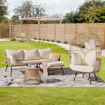 NICESOUL® Boho Outdoor Furniture Sofa Set with Egg Chair