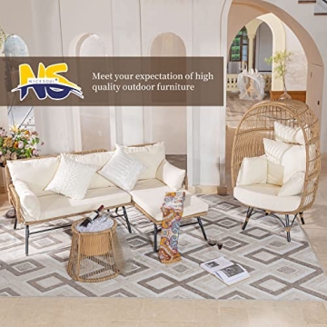 NICESOUL® Boho Outdoor Furniture Sofa Set with Egg Chair