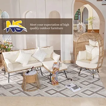NICESOUL® Boho Outdoor Furniture Sofa Set with Egg Chair