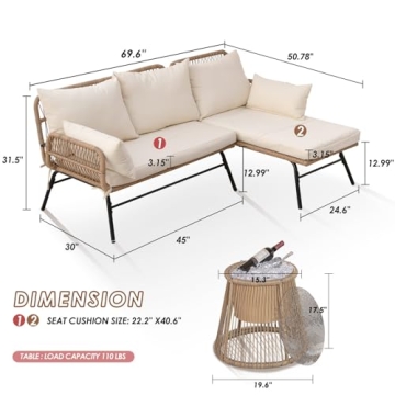 NICESOUL® Boho Outdoor Furniture Sofa Set with Egg Chair