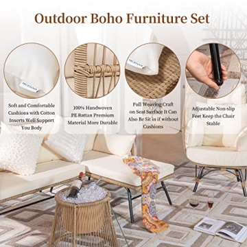NICESOUL® Boho Outdoor Furniture Sofa Set with Egg Chair