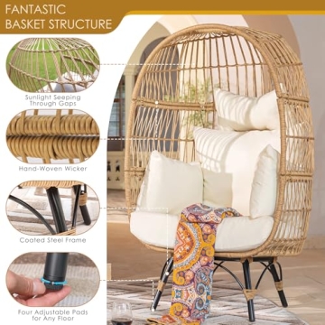 NICESOUL® Boho Outdoor Furniture Sofa Set with Egg Chair