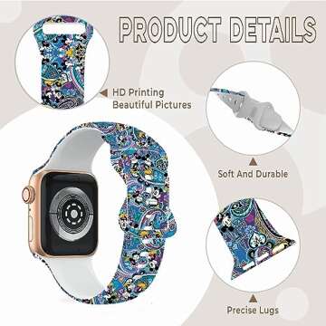 Cute Strap Compatible with Apple Watch Band 38mm 40mm 41mm 42mm 44mm 45mm 49mm Men Women,Replaceable Soft Silicone Cartoon Sport Wristbands for iWatch Ultra Series 9 8 7 6 5 4 3 2 1 SE