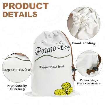 Potato & Onion Sprout-Free Vegetable Storage Bags - White