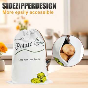 Potato & Onion Sprout-Free Vegetable Storage Bags - White