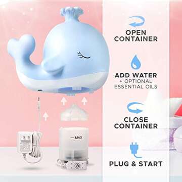 Whale Essential Oil Diffuser Cute Humidifier for Kids