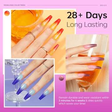 modelones Color Changing Gel Nail Polish, 6 Colors Orange Blue Purple Pink Neon Mood Temperature Change Gel Polish Set Soak Off DIY Home Nail Art Gift