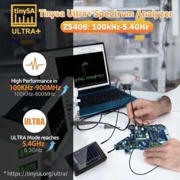 AURSINC TinySA Ultra+ ZS406 Spectrum Analyzer, 2025 Upgraded 4.0 Inch 100kHz-5.4GHz HW V0.4.6 Handhe...