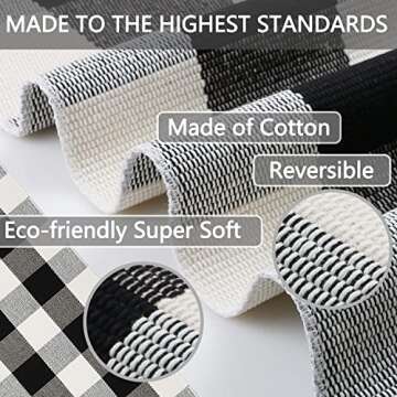 Homcomoda Cotton Plaid Runner Rug for Hallway Hand Woven Area Rug Runner Washable Buffalo Checkered Door Rug Durable Carpet Runner for Doorway Living Room Porch Farmhouse 23.6”x51.2”
