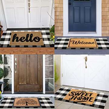 Homcomoda Cotton Plaid Runner Rug for Hallway Hand Woven Area Rug Runner Washable Buffalo Checkered Door Rug Durable Carpet Runner for Doorway Living Room Porch Farmhouse 23.6”x51.2”