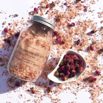 All-Natural Pink Himalayan Bath Salt with Rose Petals