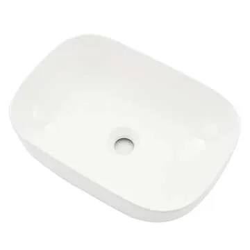 BoomHoze 18"x13" Bathroom Sink Rectangle, Modern Countertop White Porcelain Ceramic Vessel Sink Above Counter Bathroom Vanity Sink Bowl Art Wash Basin
