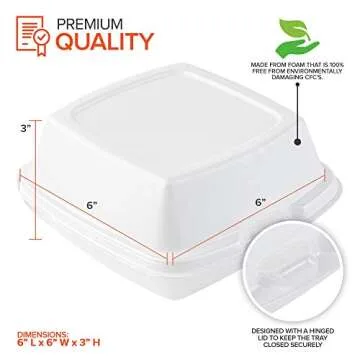 Stock Your Home 6x6 Clamshell Take Out Boxes (50 Pack) Small 1-Compartment Foam Food Containers Disposable Lunch Container, Restaurant Togo Trays with Hinged Lids for Takeout, Carryout, and Meal-Prep