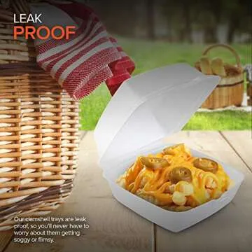 Stock Your Home 6x6 Clamshell Take Out Boxes (50 Pack) Small 1-Compartment Foam Food Containers Disposable Lunch Container, Restaurant Togo Trays with Hinged Lids for Takeout, Carryout, and Meal-Prep