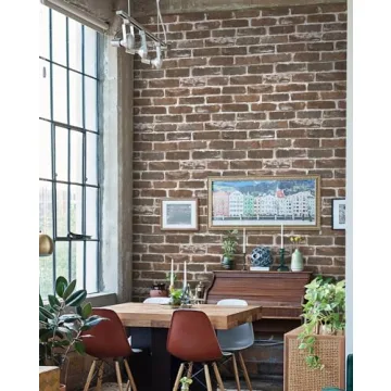 Timeet Rustic Brown Brick Wallpaper Peel and Stick Vintage Decor