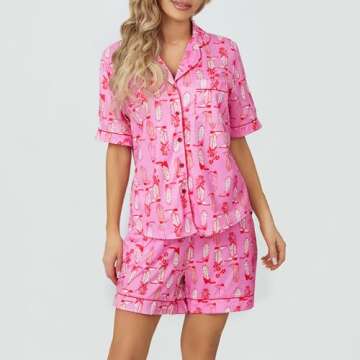 Yiulangde Cute Cowboy Pajamas For Women Pink Silk Holiday Pjs Horseshoes Boots Satin Y2k 2 Piece Lou...