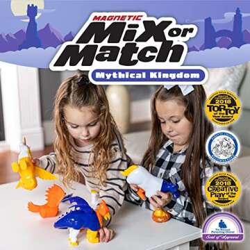 POPULAR PLAYTHINGS Magnetic Mix or Match Mythical Kingdom Toy Play Set, 15 Pieces