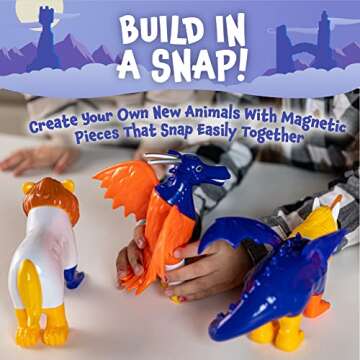 POPULAR PLAYTHINGS Magnetic Mix or Match Mythical Kingdom Toy Play Set, 15 Pieces