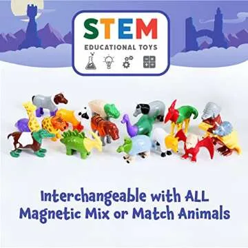 POPULAR PLAYTHINGS Magnetic Mix or Match Mythical Kingdom Toy Play Set, 15 Pieces