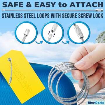 BlueCosto - Luggage Tags - Large, Yellow, 5 PK - PVC Suitcase Tags w/Privacy Cover & Stainless Steel Wire Loops - Personalized Baggage Identifiers for Travel - Backpack Name Labels